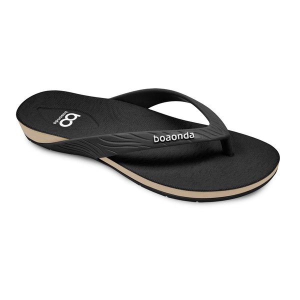 Chinelo Happy com fundo branco na posição catálogo na cor Preto