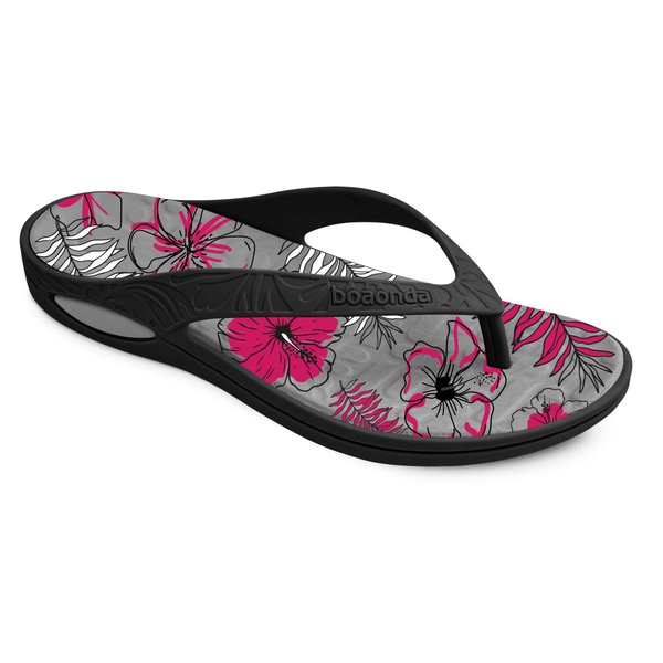 Chinelo Lilly fundo branco catálogo estampa flores cor Preto